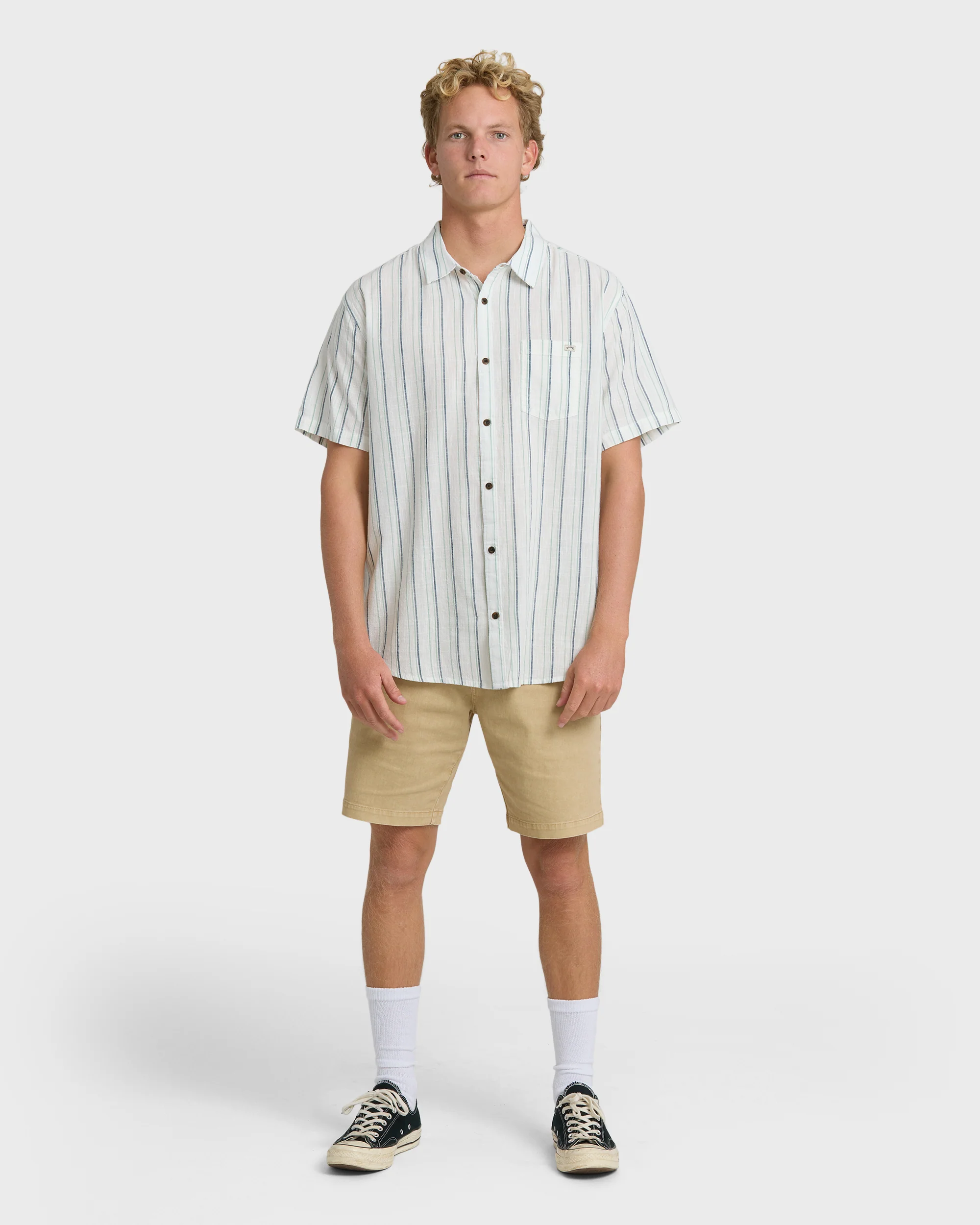 All Day Stripe Short Sleeve Shirt - Cream - Image 4