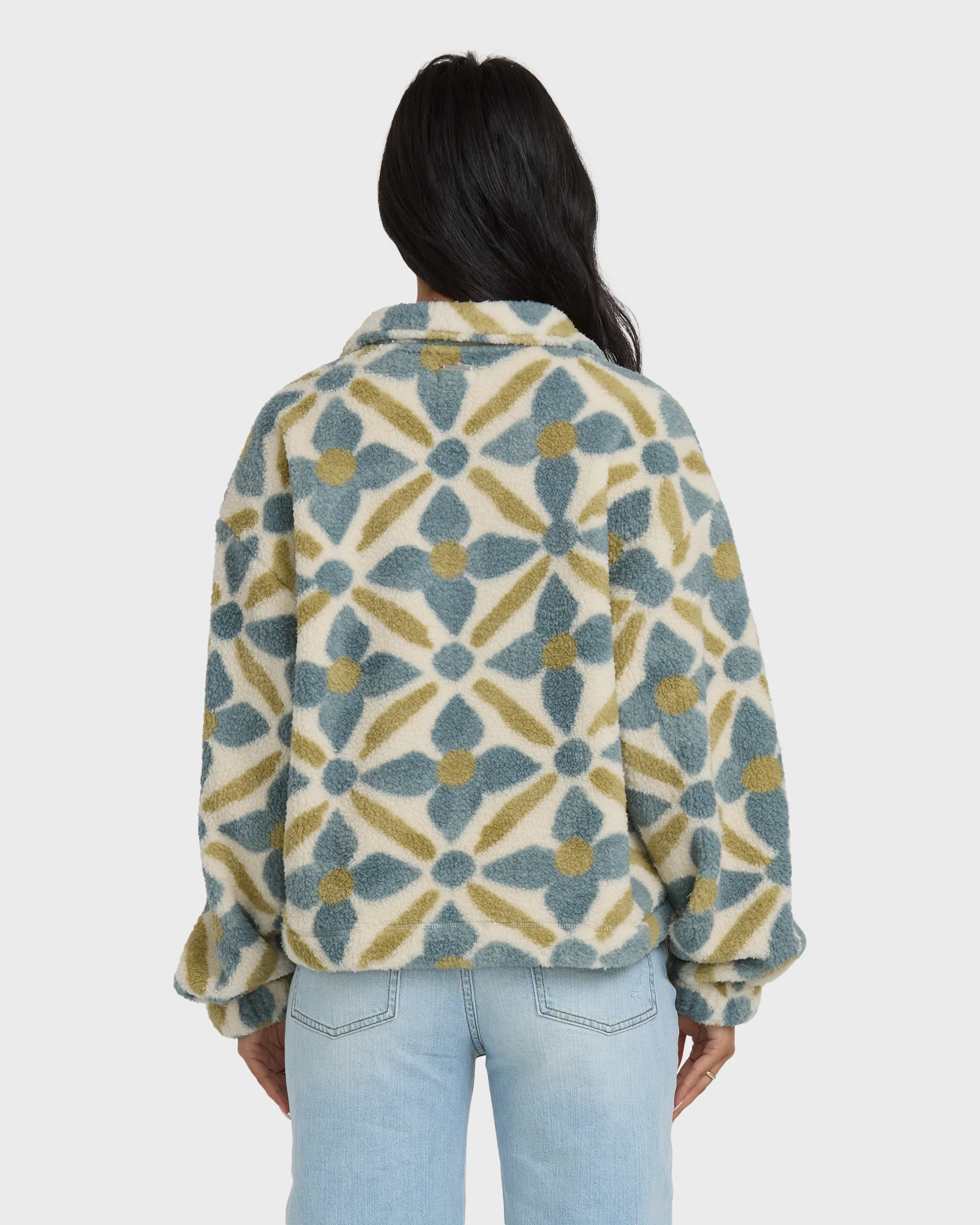All The Time Sherpa Half Zip Sweatshirt - Mineral Blue - Image 5