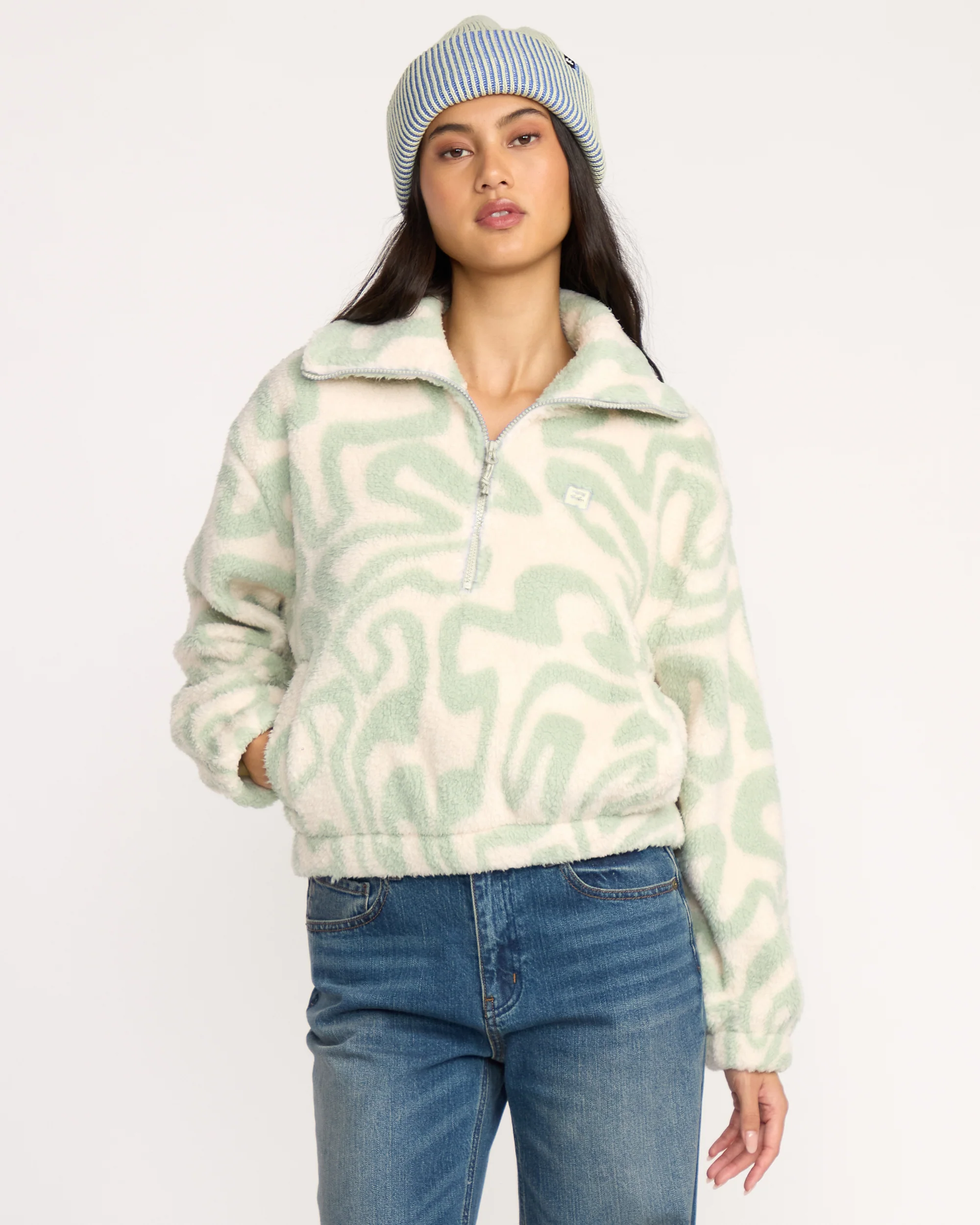 A/Div Barra Half Zip Sherpa Fleece - Green Haze