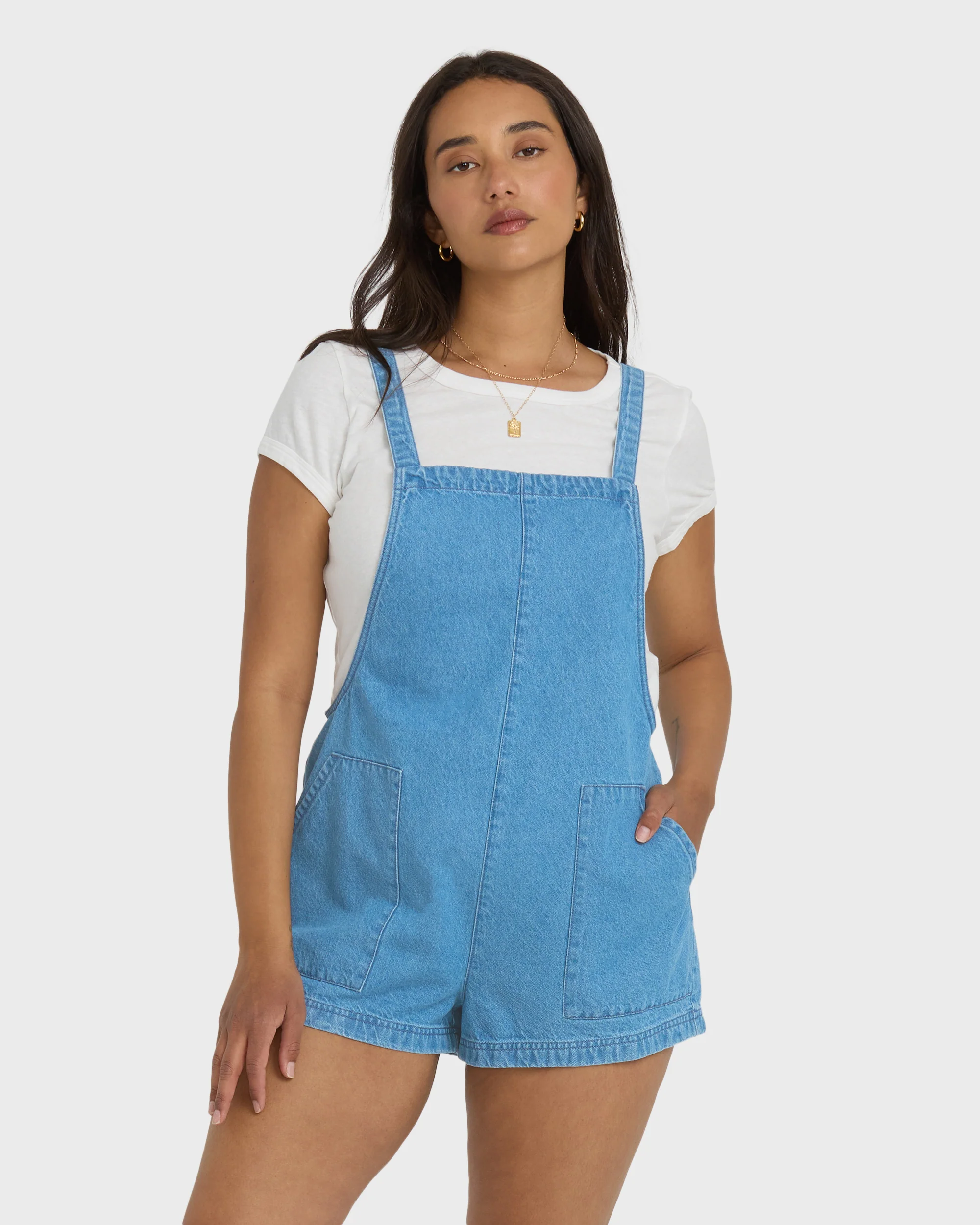 Beach Crush Denim Shortalls - Salt Washed