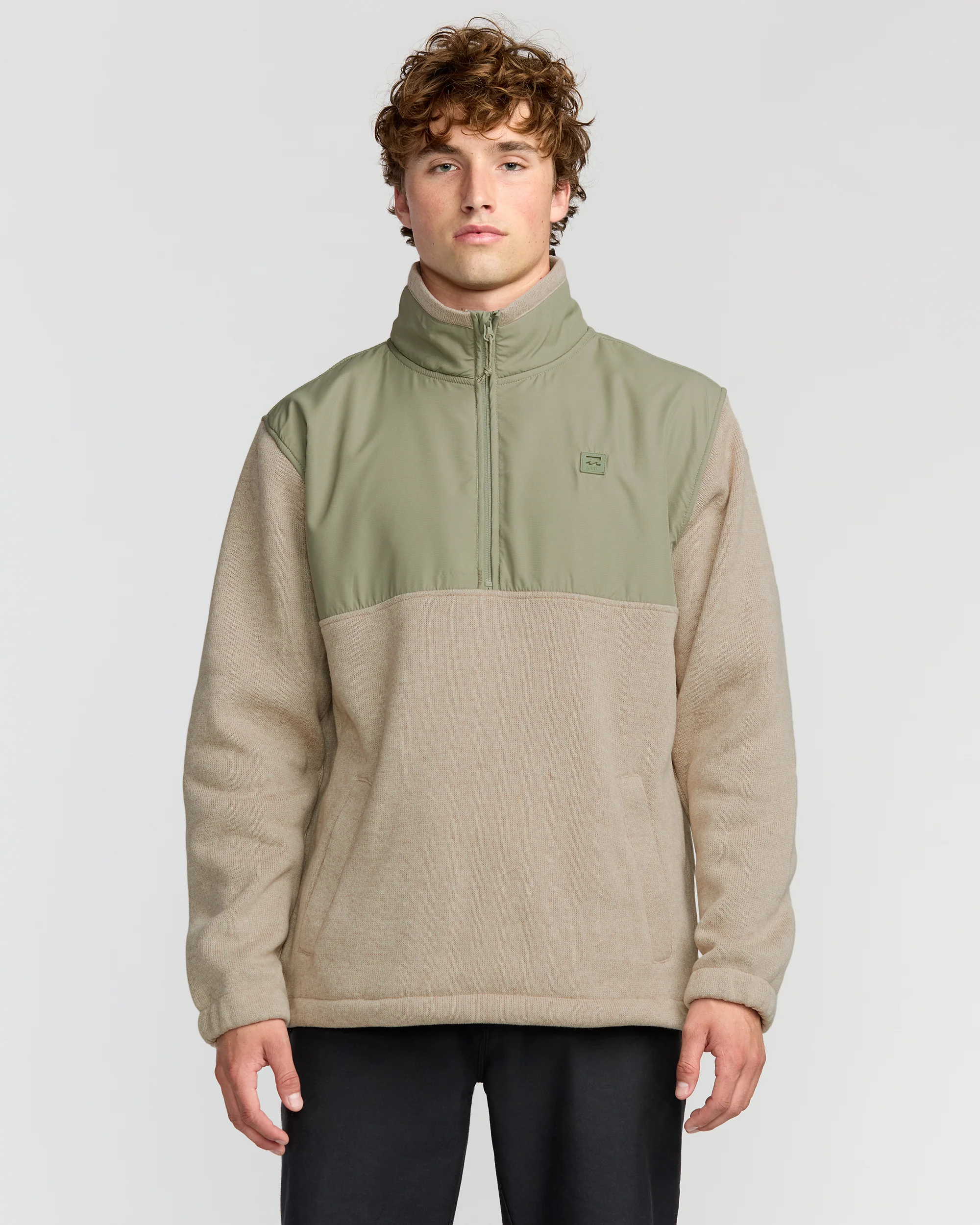 Boundary Blocked Mockneck Sweatshirt - Sand