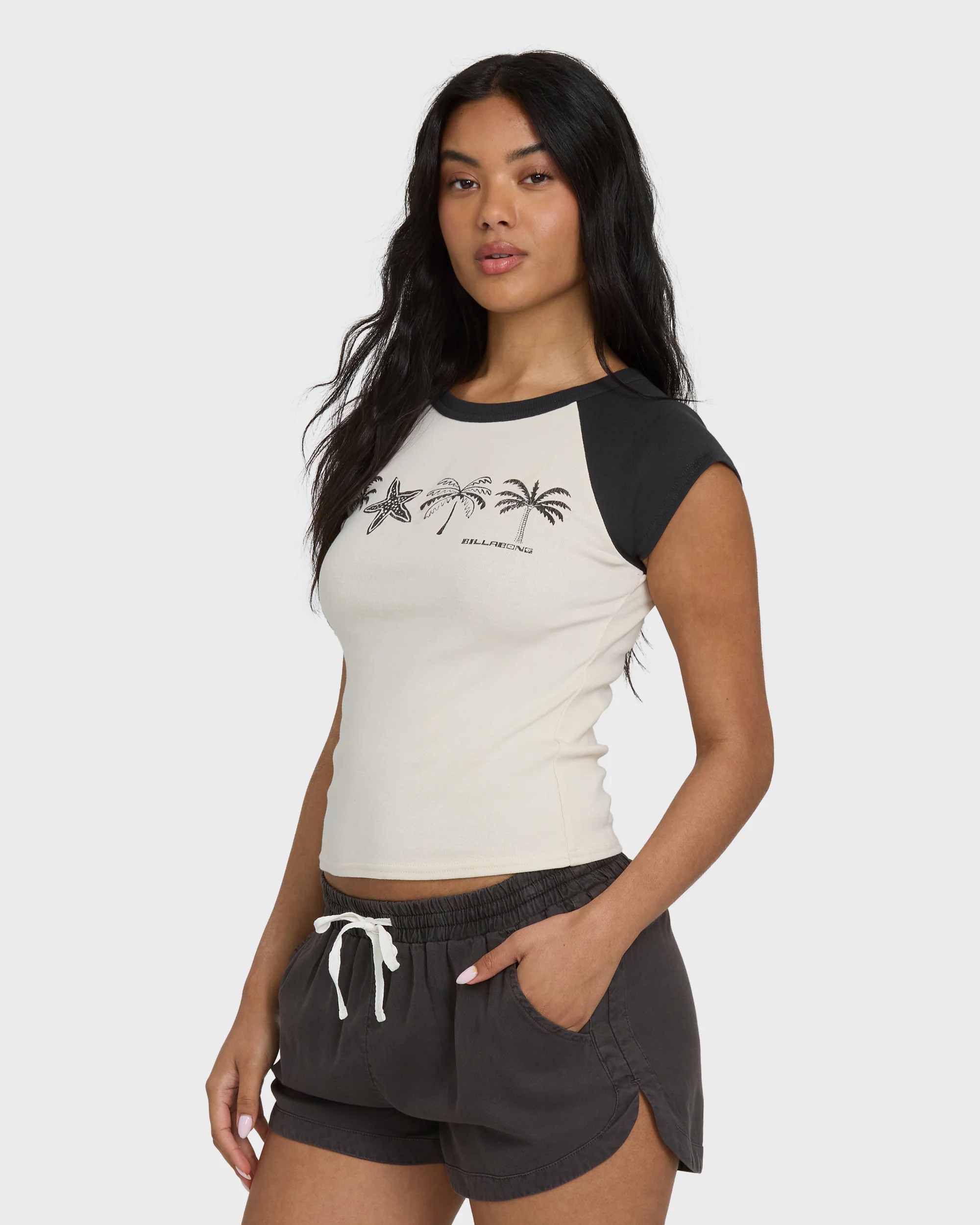 Des Tropic Short Sleeve Raglan Top - White Cap - Image 4