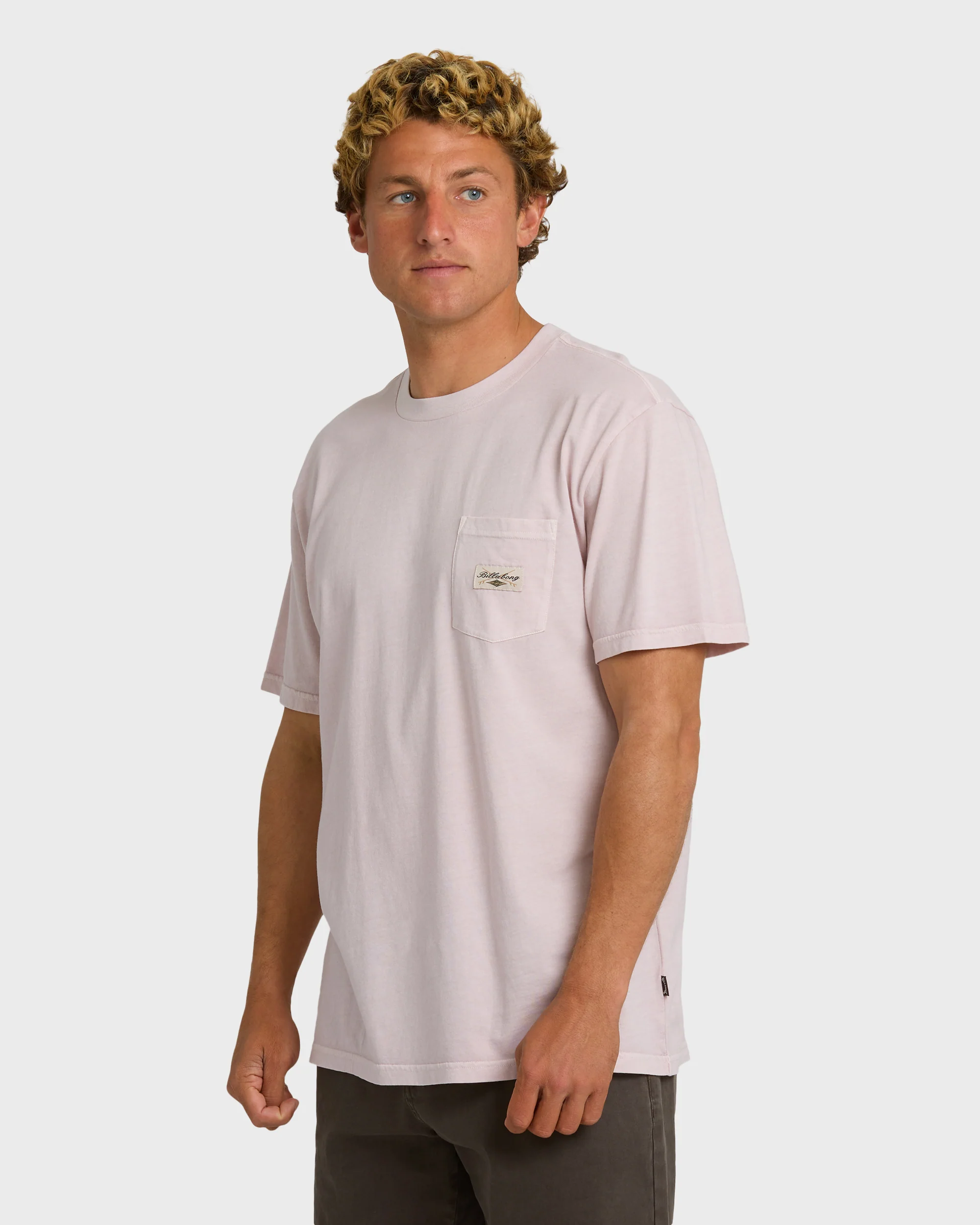 Essential Pocket Wave Washed Premium Short Sleeve T-Shirt - Dusty Purple - Image 3
