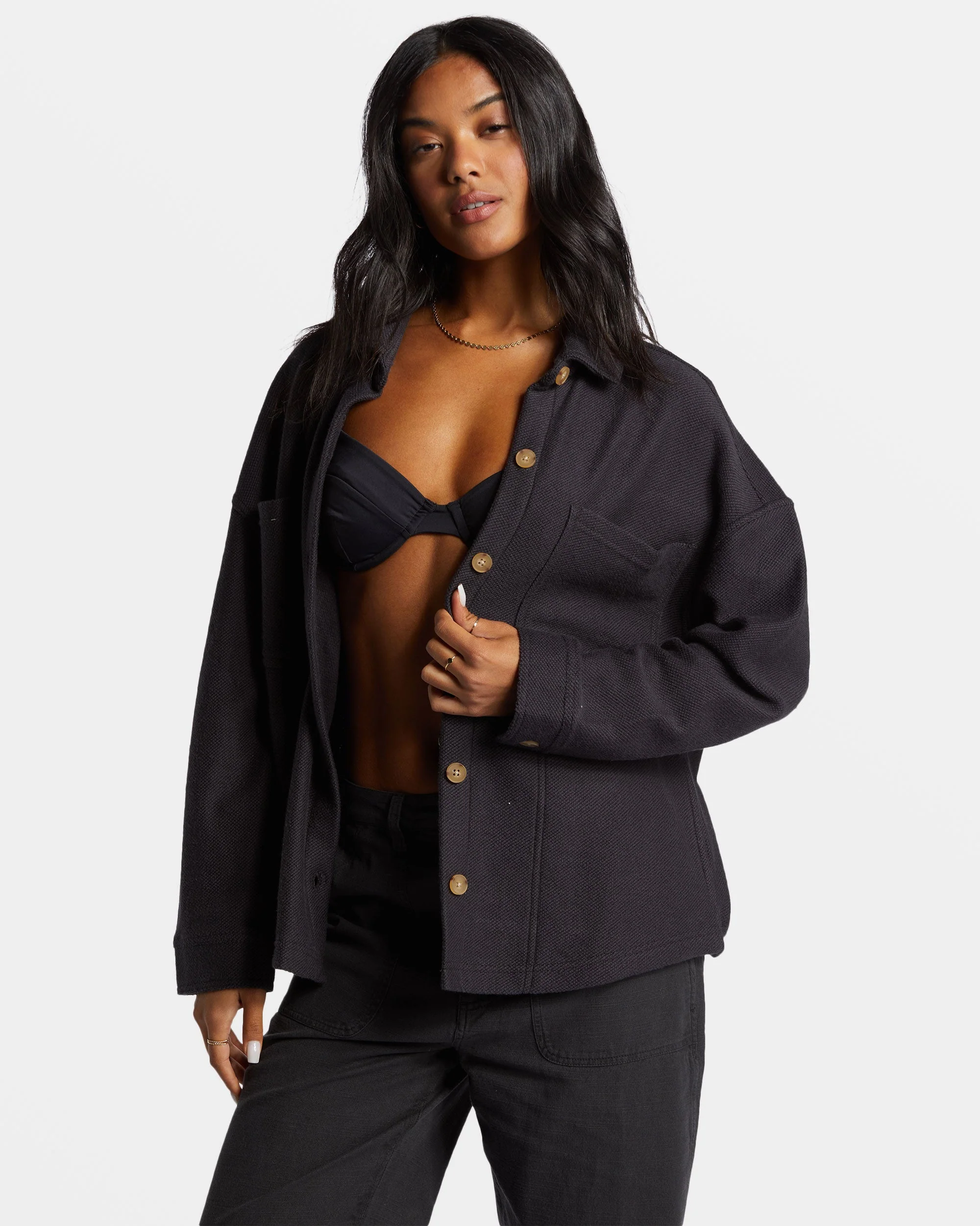 Everytime Oversized Shacket - Black Sands - Image 2