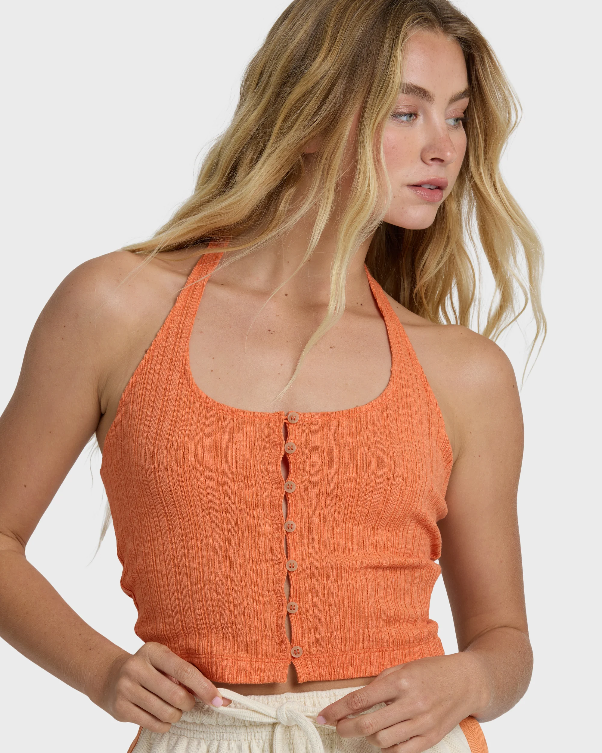 Friday Night Knit Halter Top - Saffron - Image 2