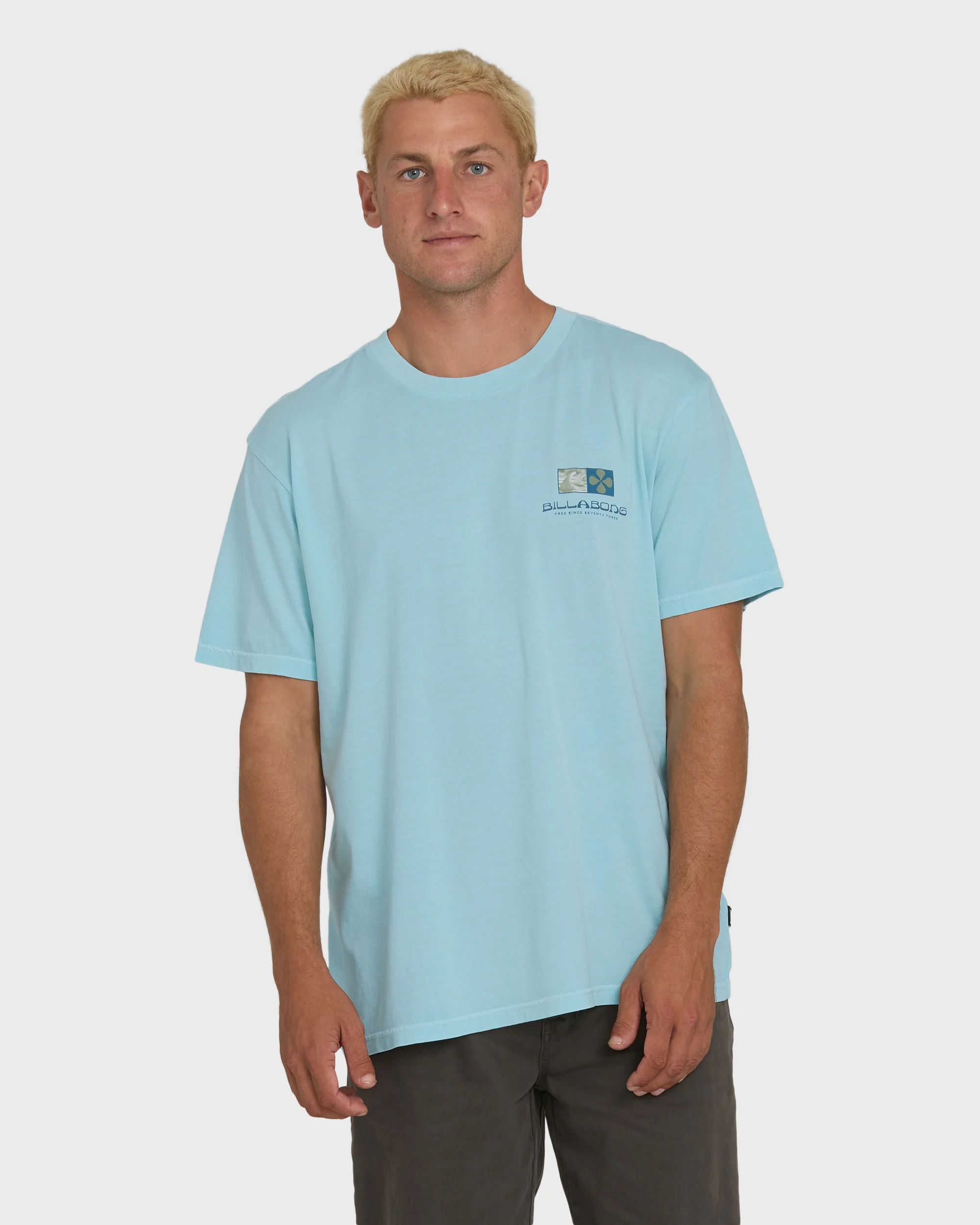 Glyph Wave Washed Premium Short Sleeve Cotton T-Shirt - Coastal Blue
