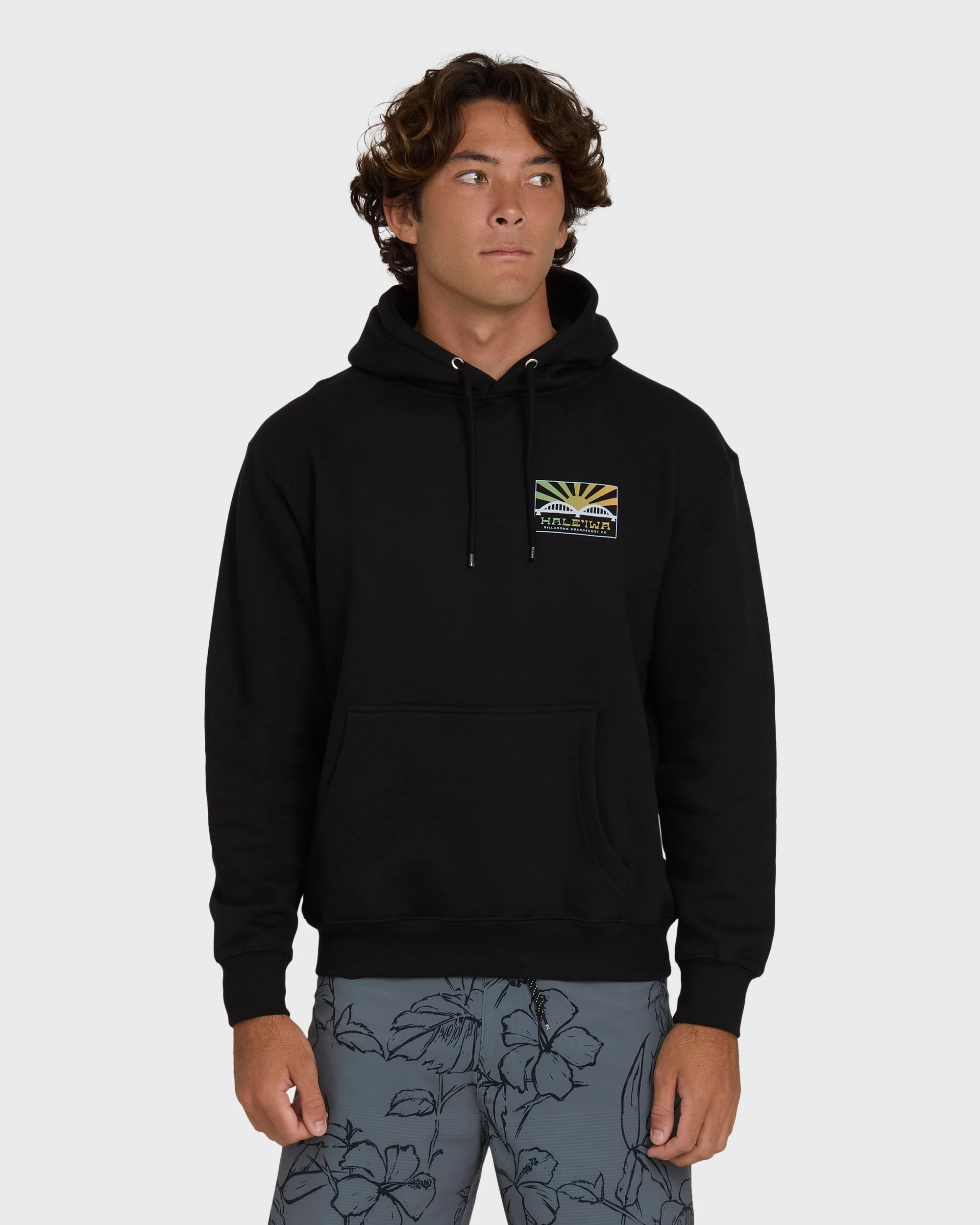 Haleiwa Rising Sun Pullover Hoodie - Black