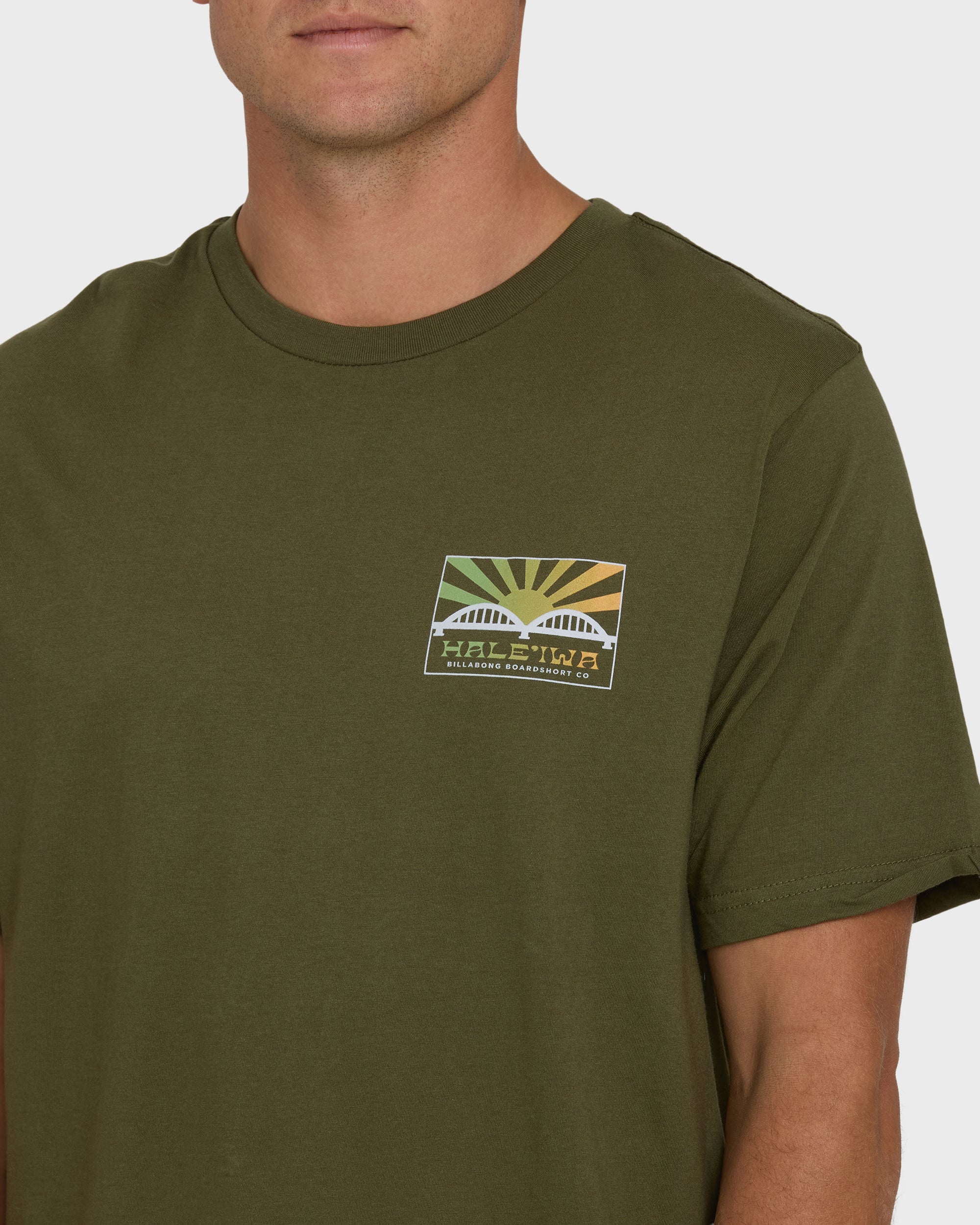 Haleiwa Rising Sun Short Sleeve T-Shirt - Army Green - Image 5