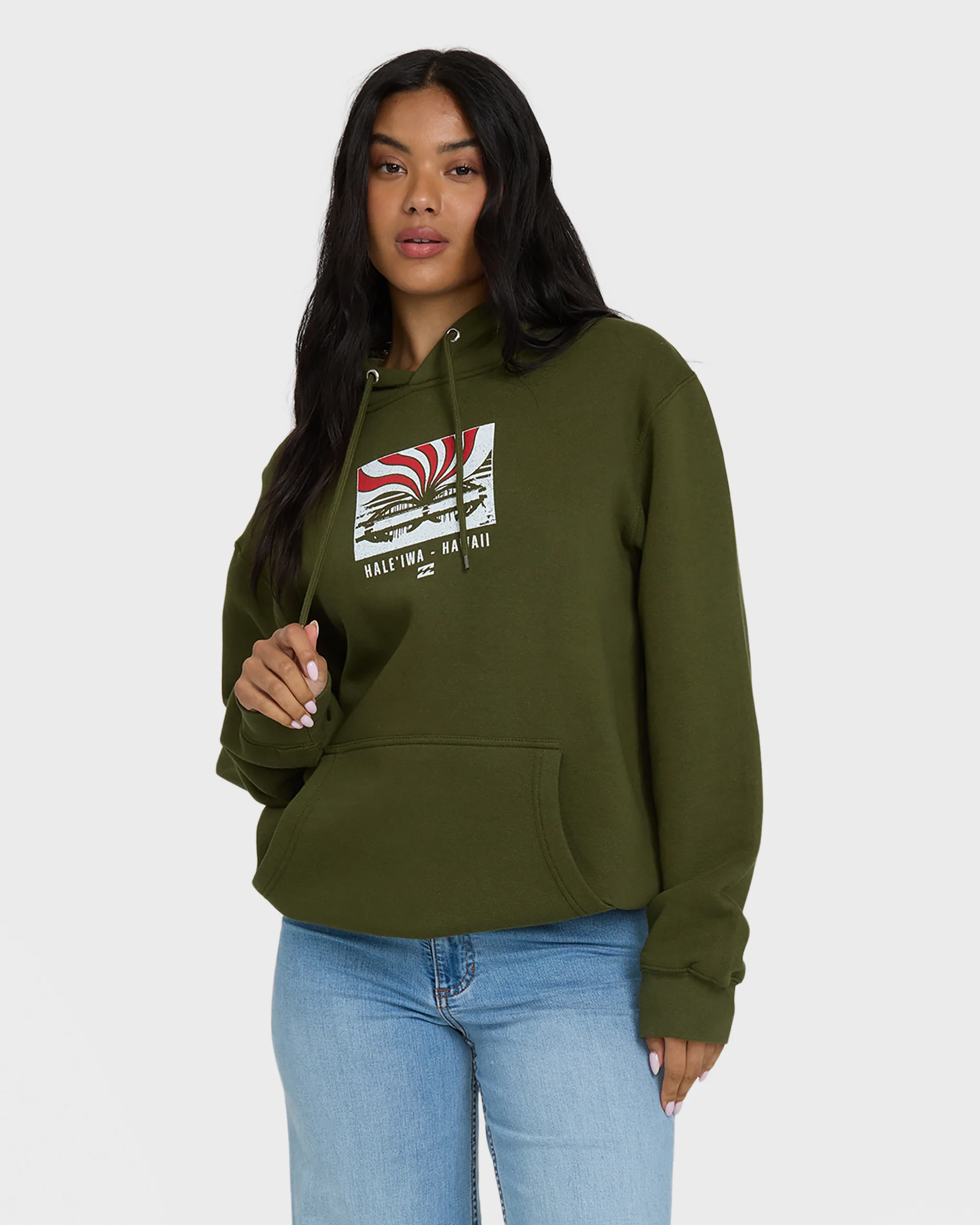 Haleiwa Sunrise Rays Pullover Hoodie - Army Green