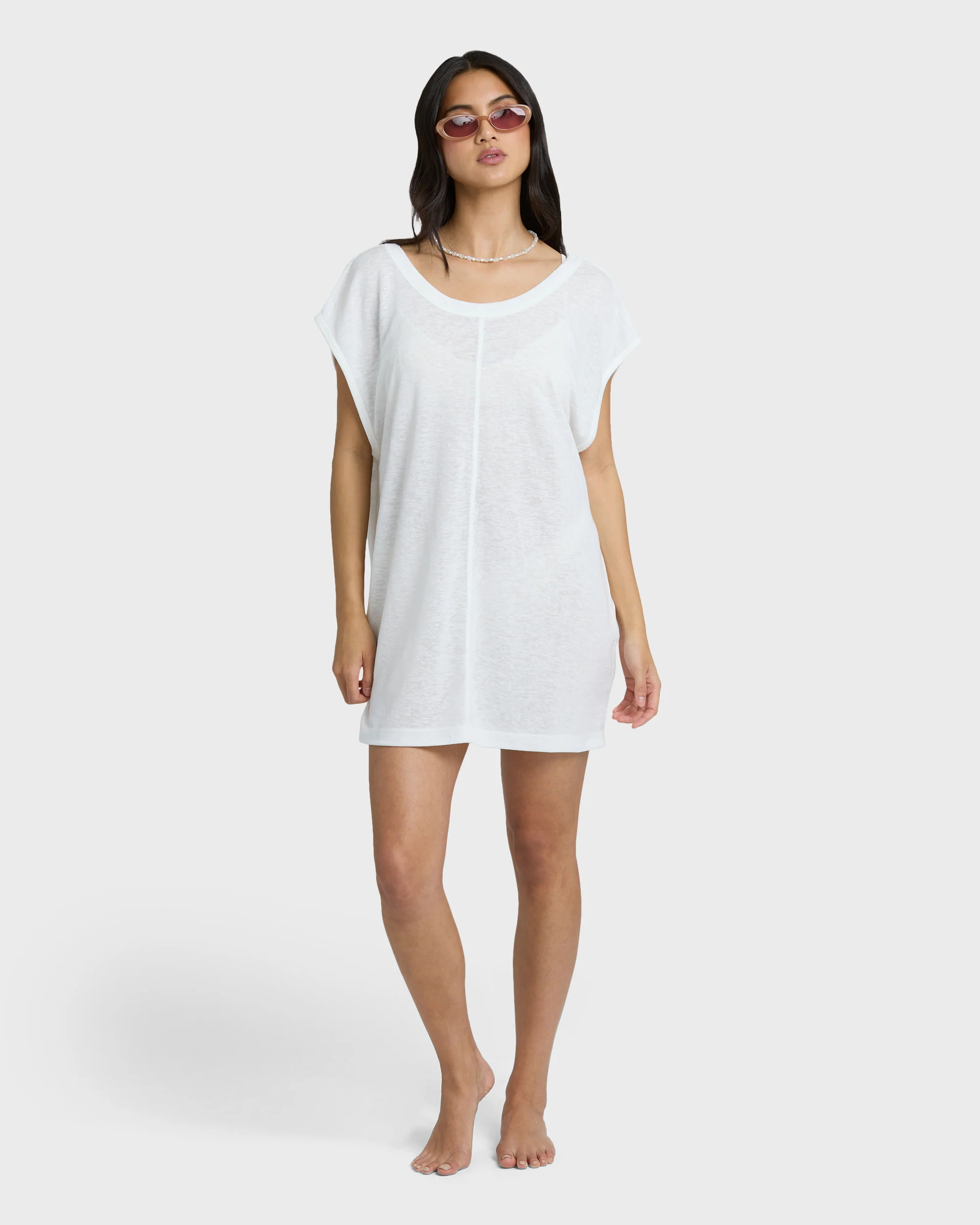 Hallow Wave Mini Short Sleeve Dress - Salt Crystal - Image 4