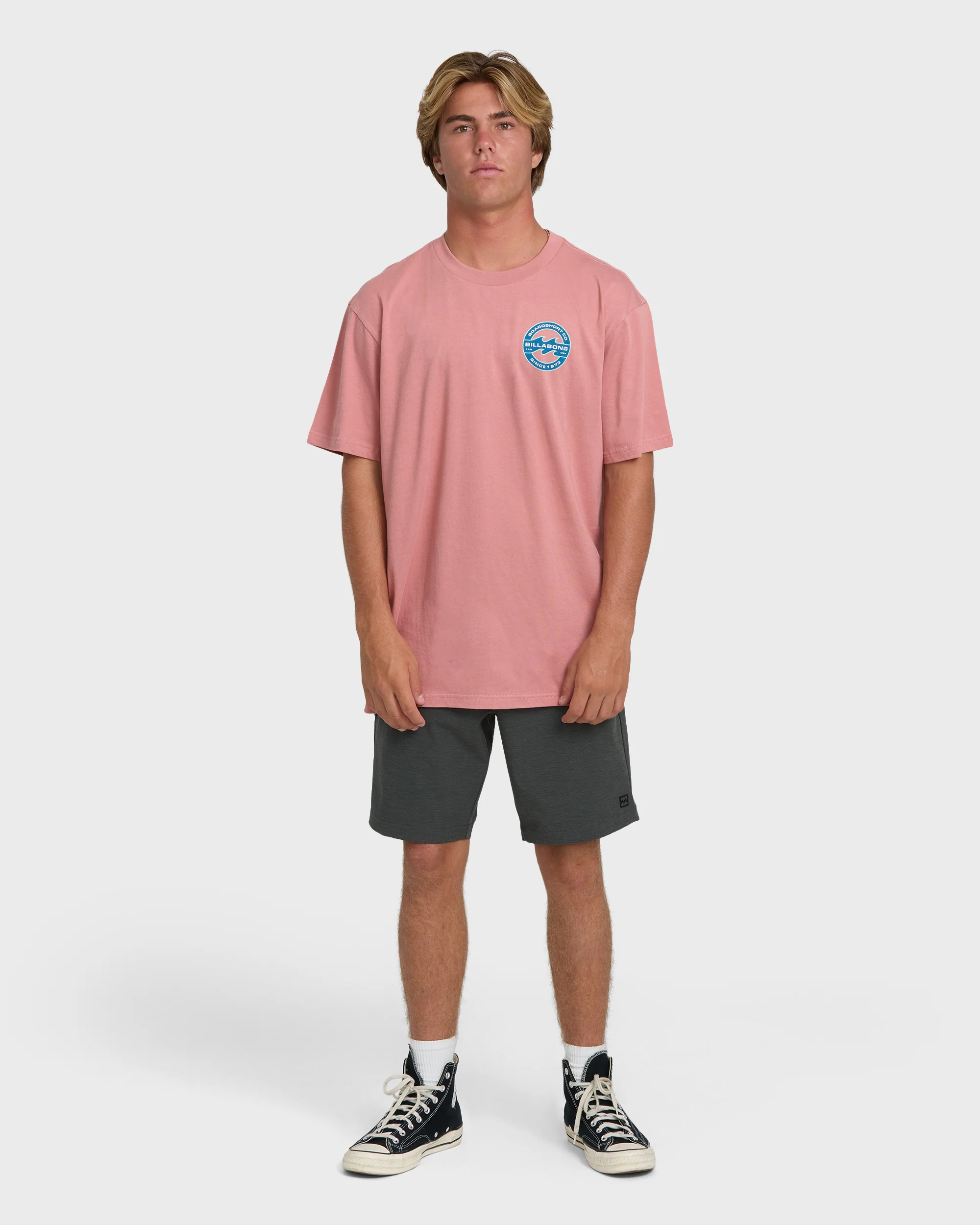 Hollow Fill Premium Short Sleeve Knit T-Shirt - Ash Rose - Image 4