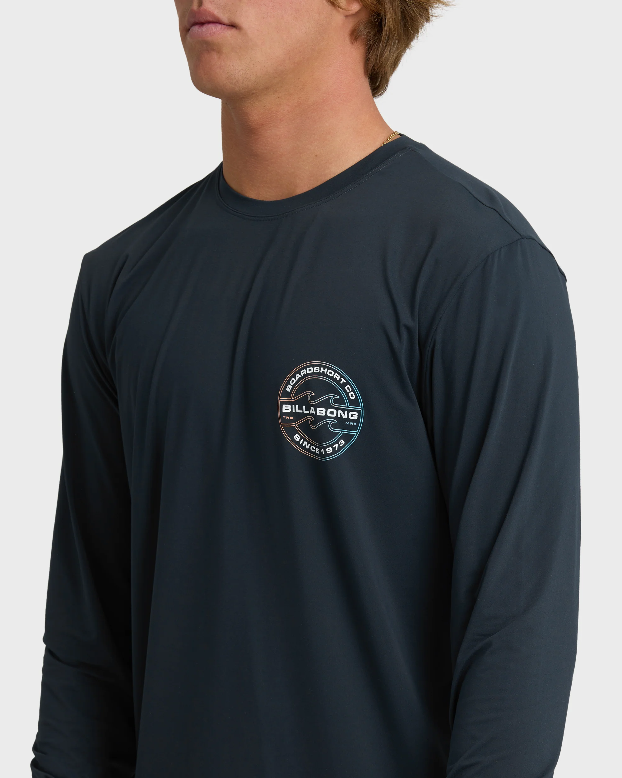 Hollow Loose Fit Long Sleeve Surf Tee - Navy - Image 5