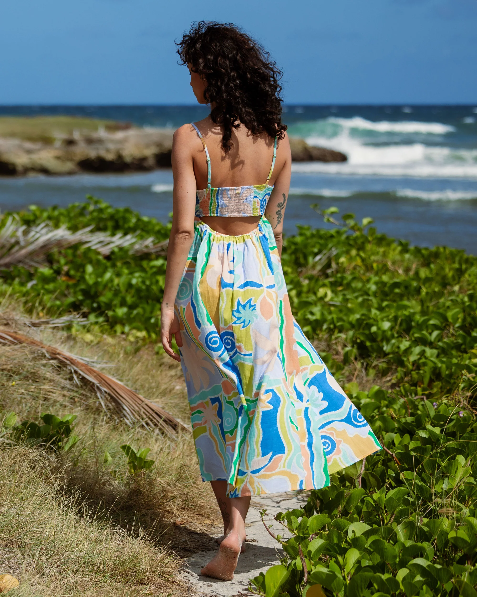 Island Life Midi Dress - Blue Multi - Image 4