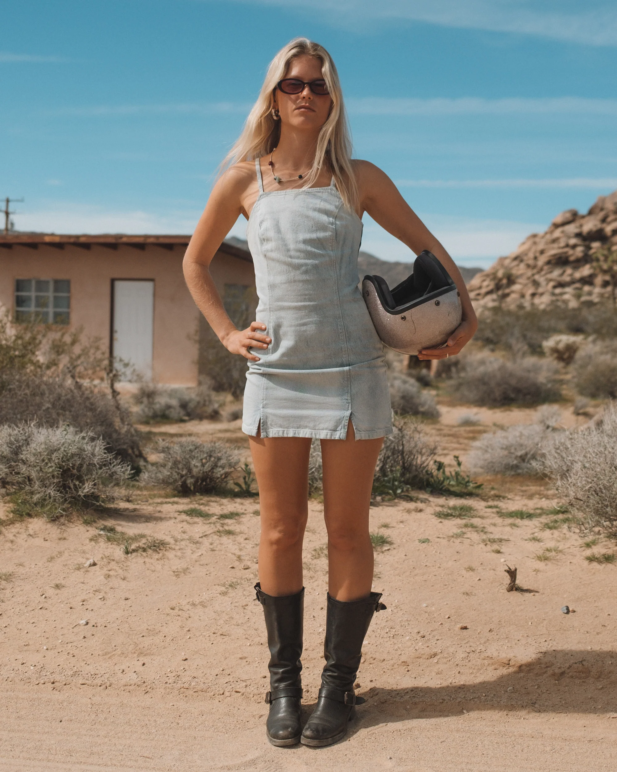 Jade Saltwashed Denim Dress - Blue Mist - Image 5