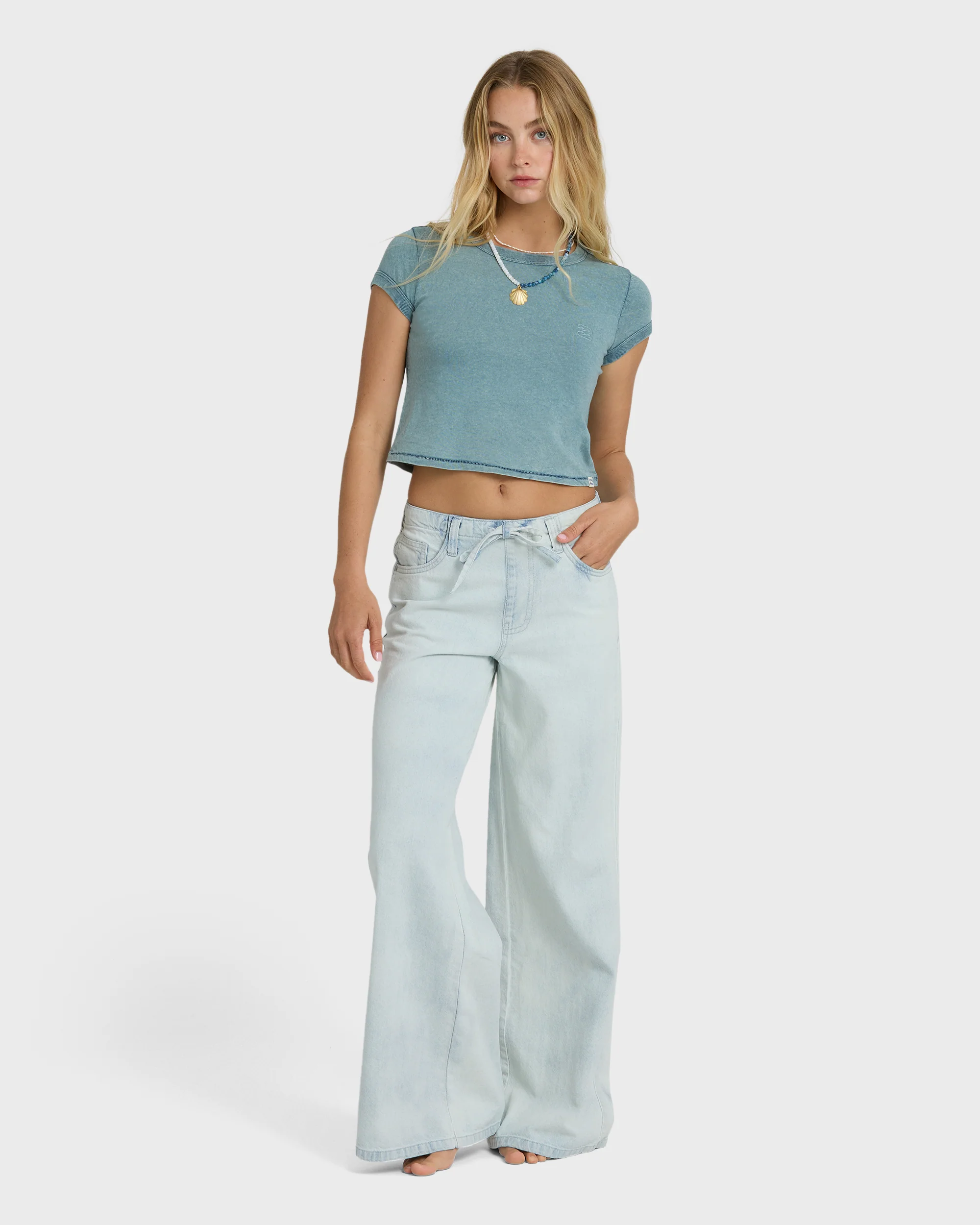 Jade Saltwashed Elastic Waist Pants - Blue Mist - Image 3