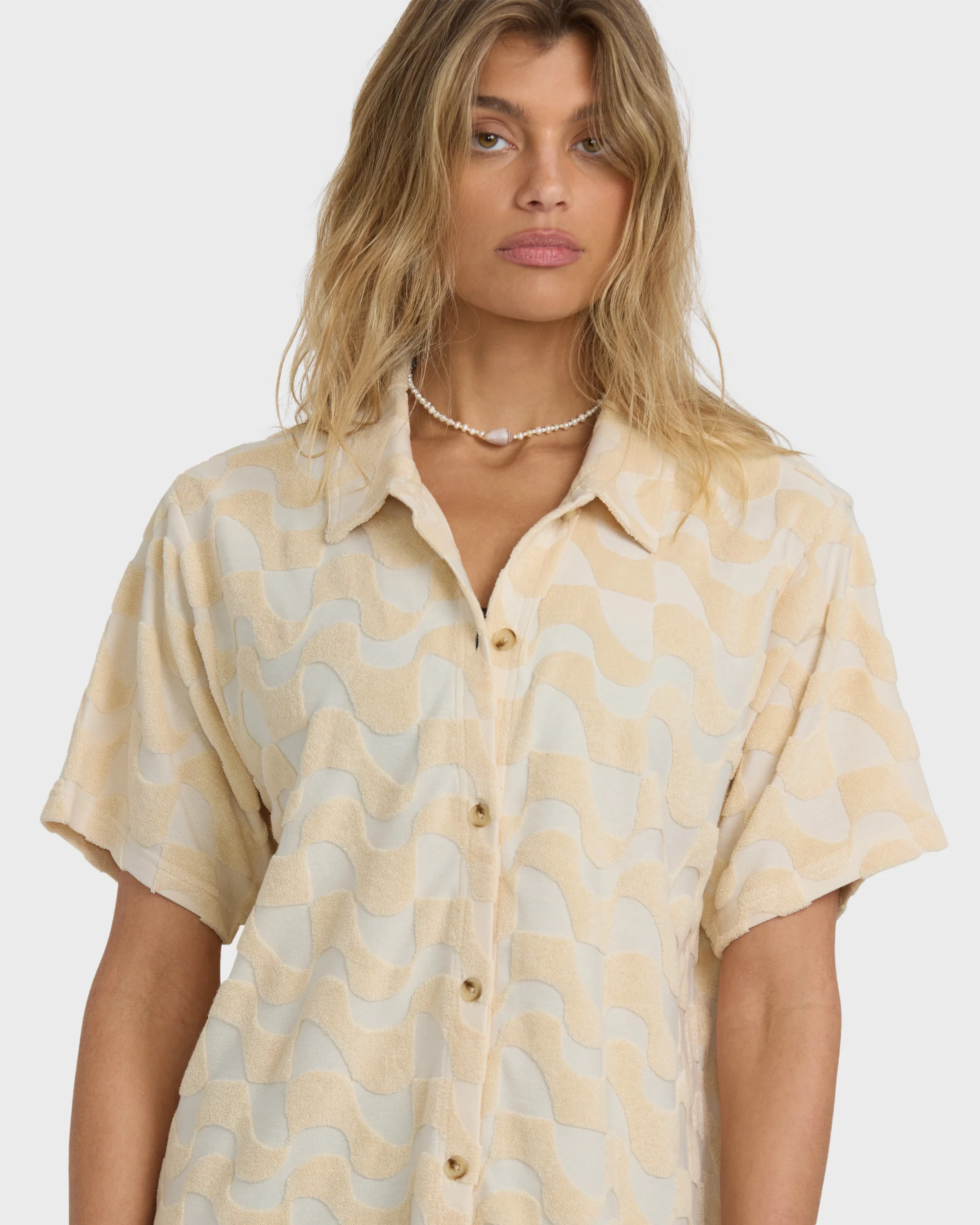 Laura Waves Shirt Dress - Antique White - Image 3