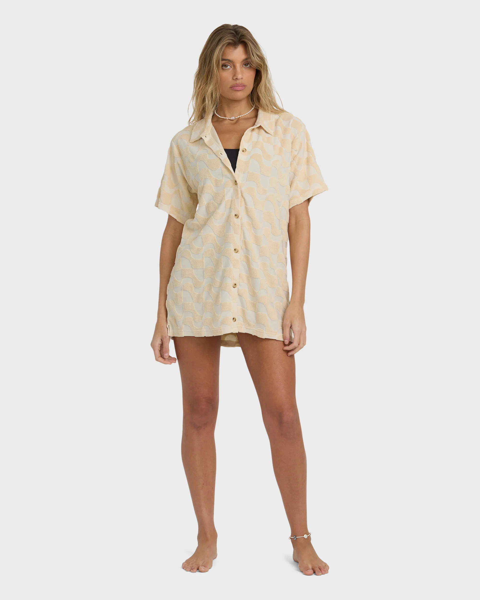 Laura Waves Shirt Dress - Antique White - Image 4