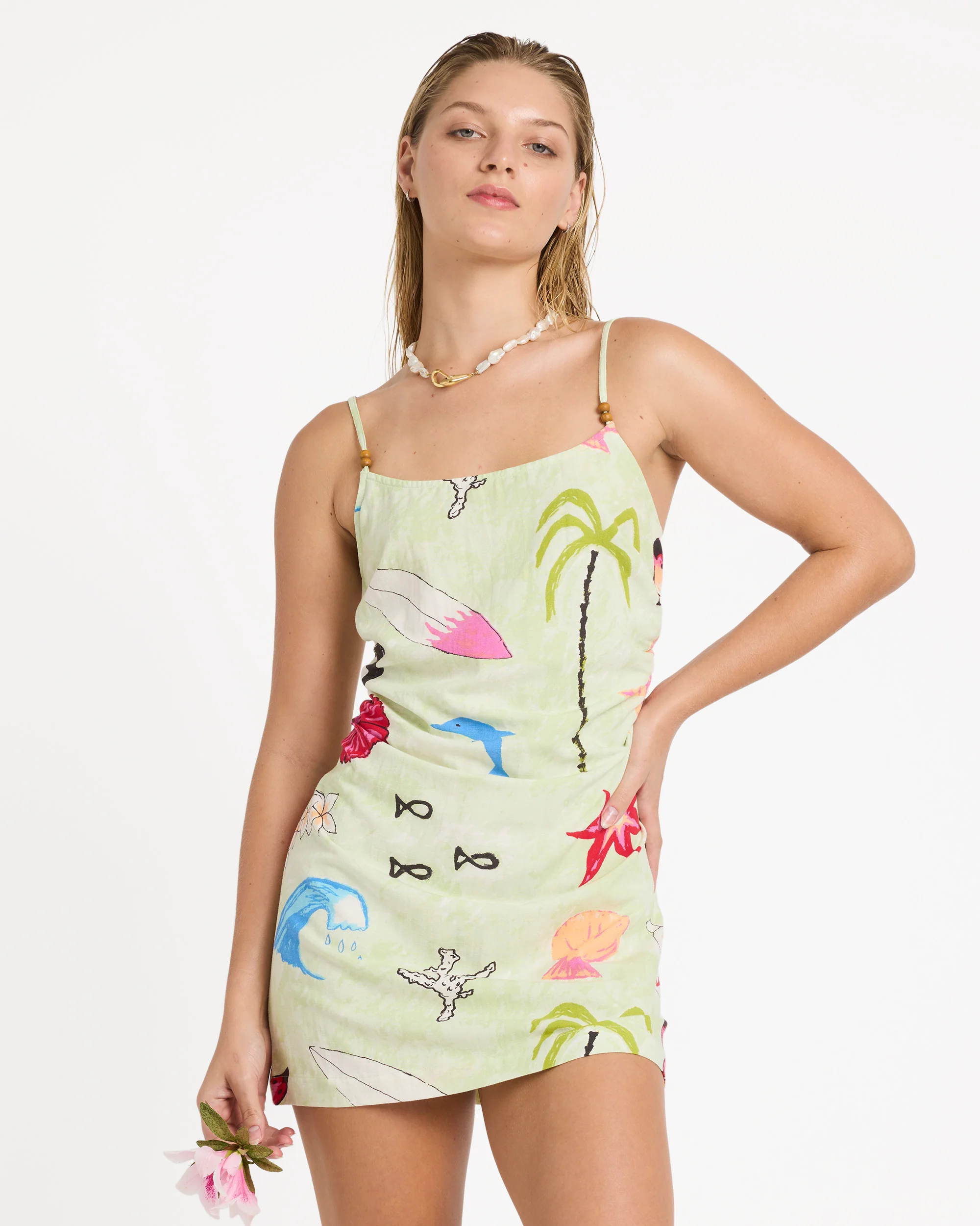Lottie Hall Woven Dress - Sunny Lime