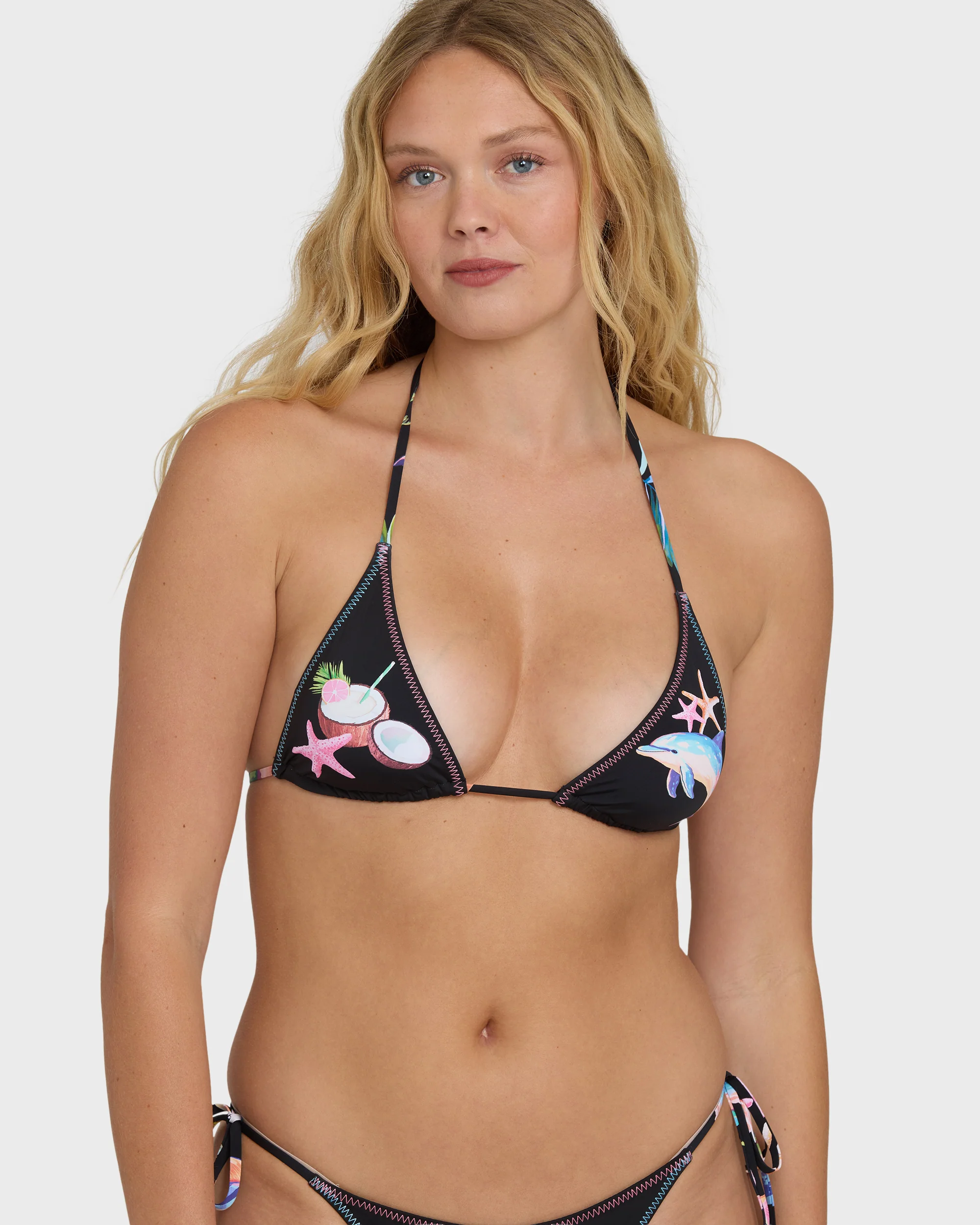 Party Wave Multi Triangle Bikini Top - Black Pebble - Image 5