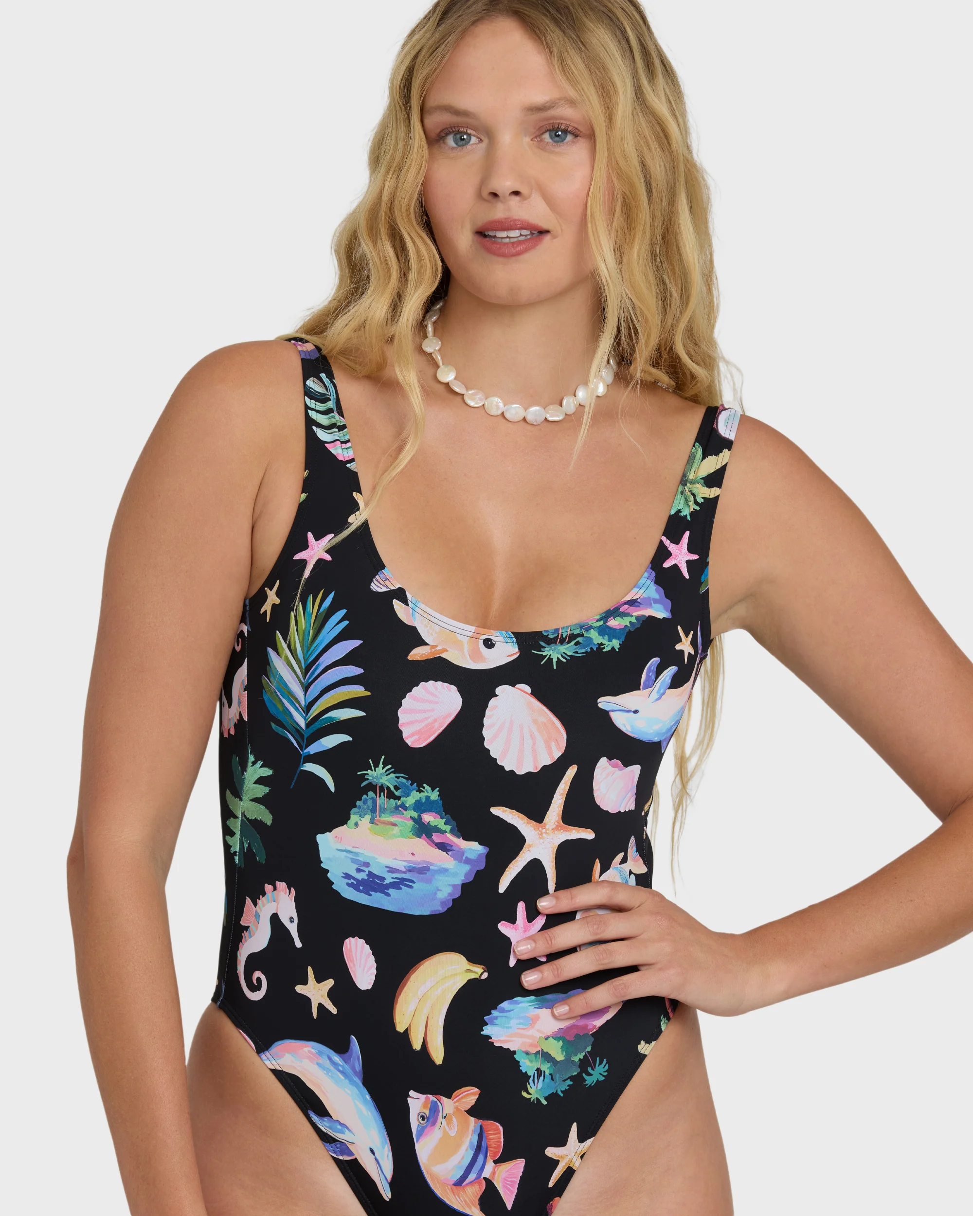 Party Wave Tanker One Piece Swimsuit - Black Pebble - Image 7