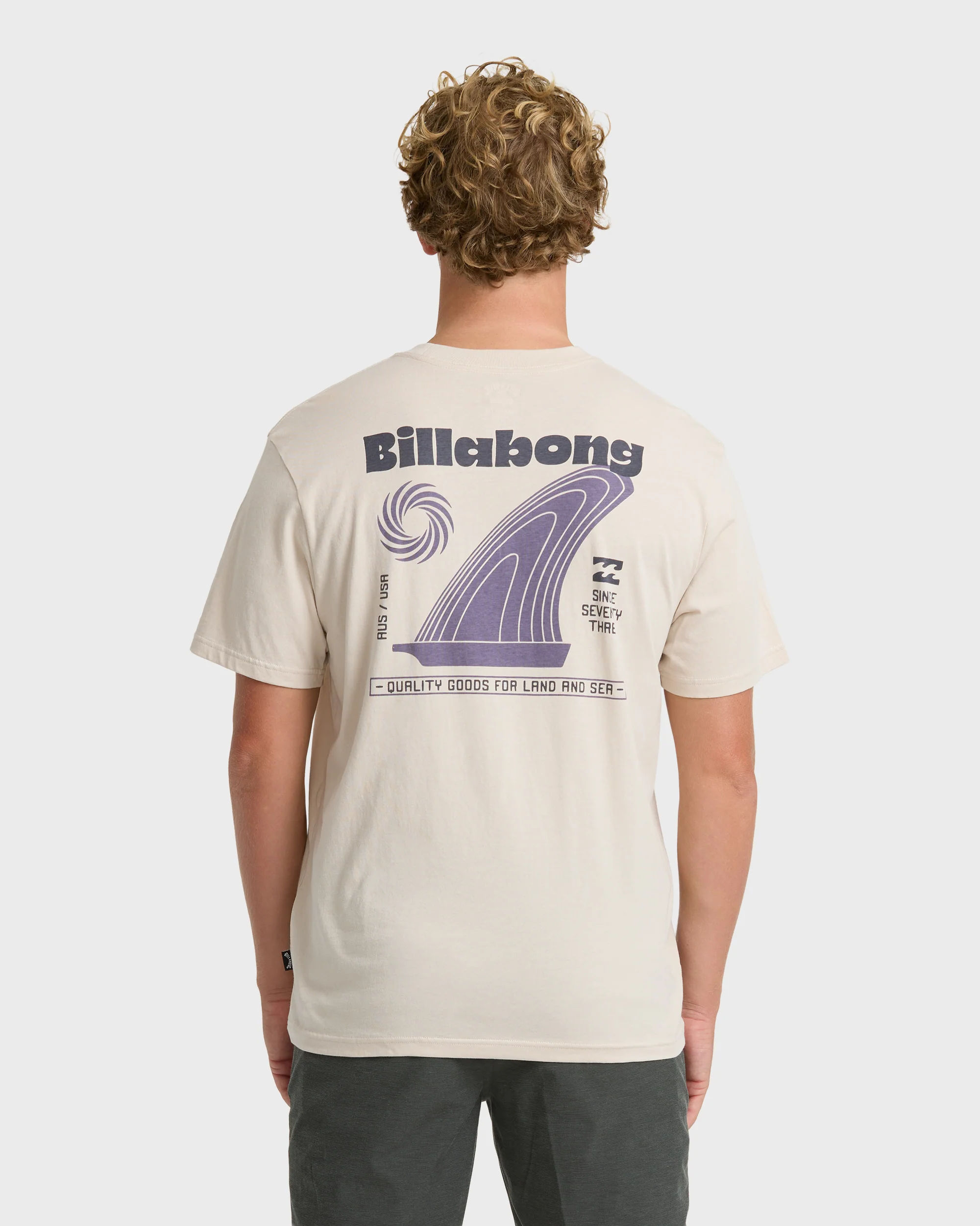 Single Fin Premium Short Sleeve Knit T-Shirt - Oatmeal - Image 2