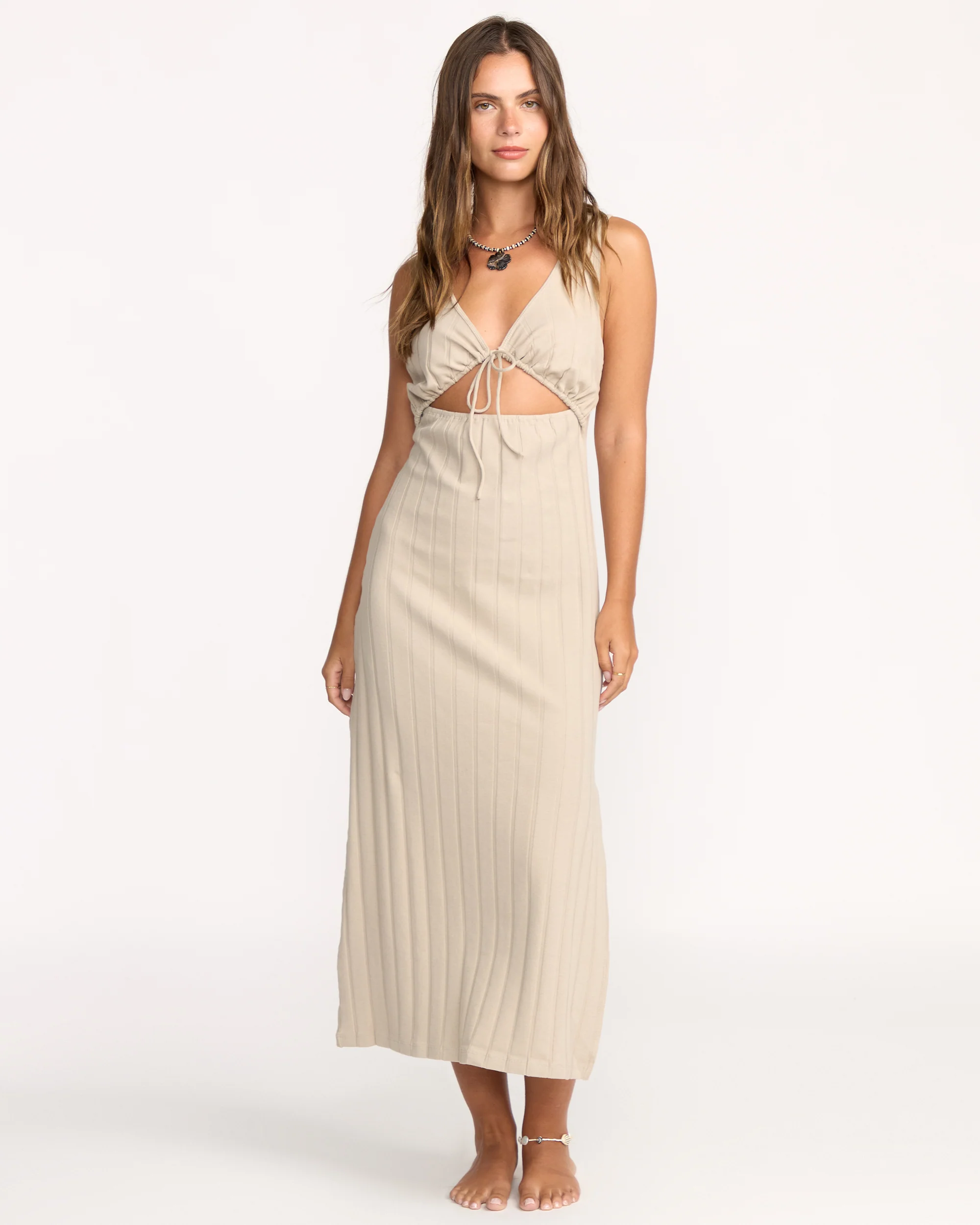 Slides Midi Knit Dress - Cobblestone - Image 5