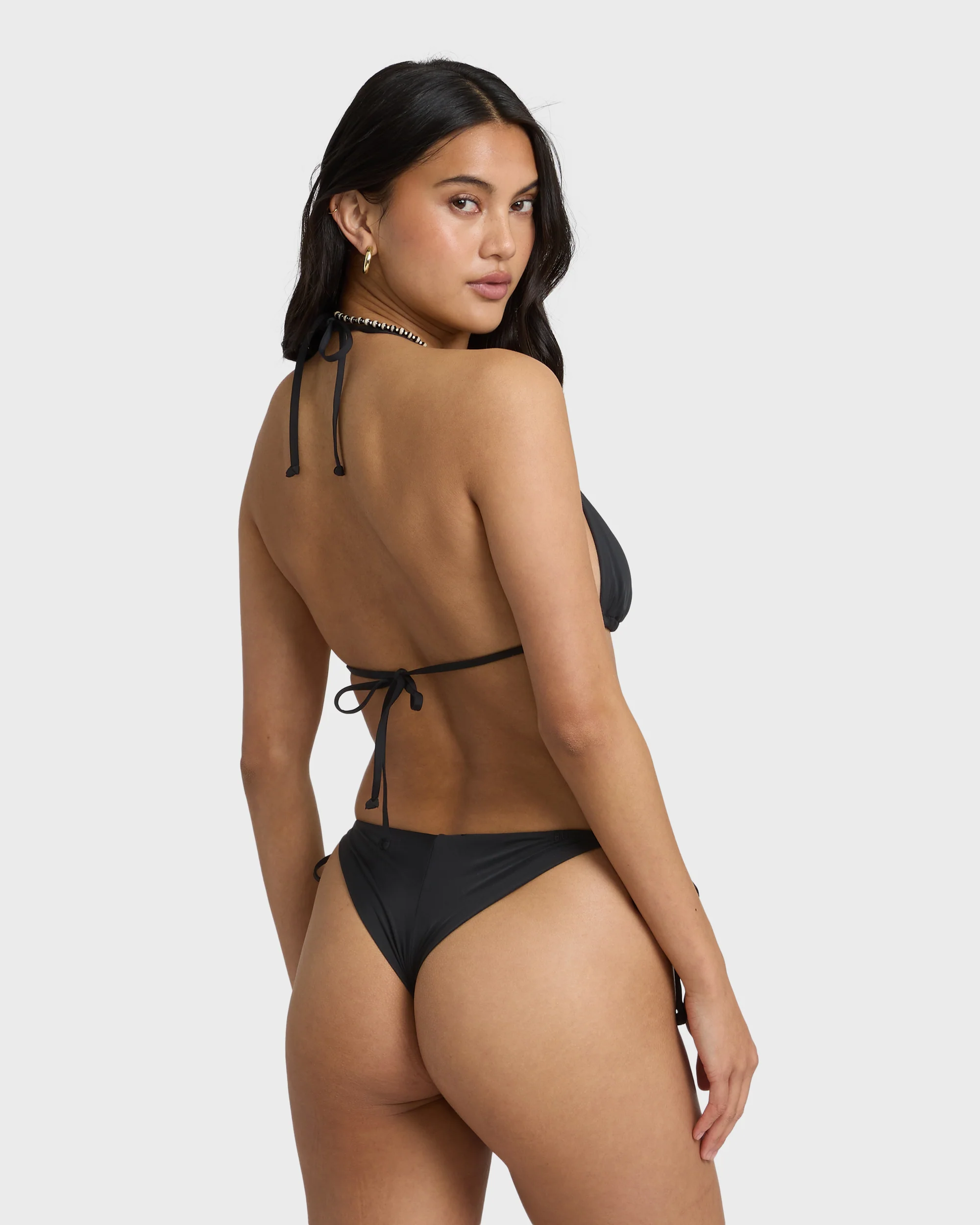 Sol Searcher Tie-Side Tanga Skimpy Bikini Bottoms - Black Pebble - Image 6