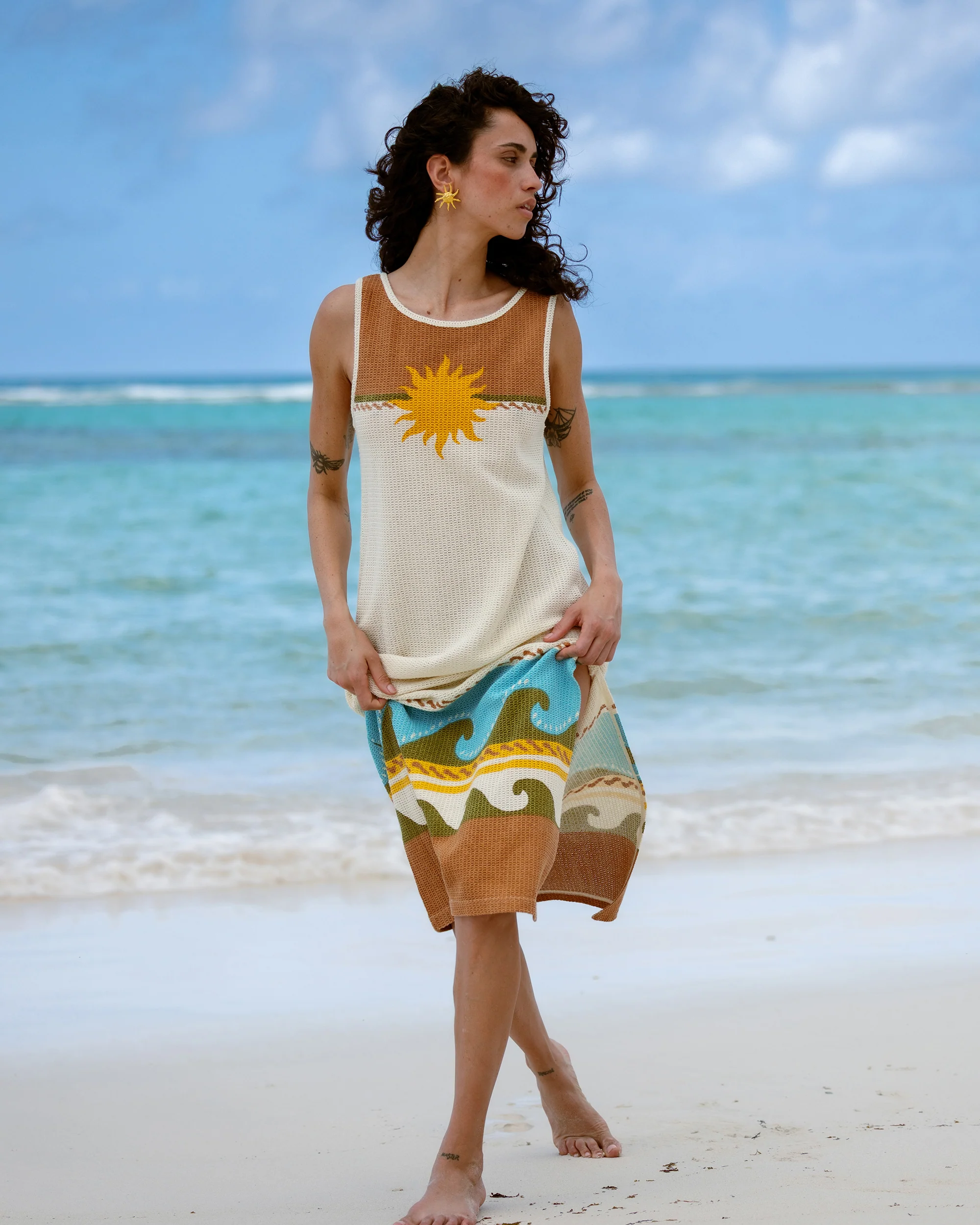 Solar Babe Midi Dress - Caramel Cafe - Image 2
