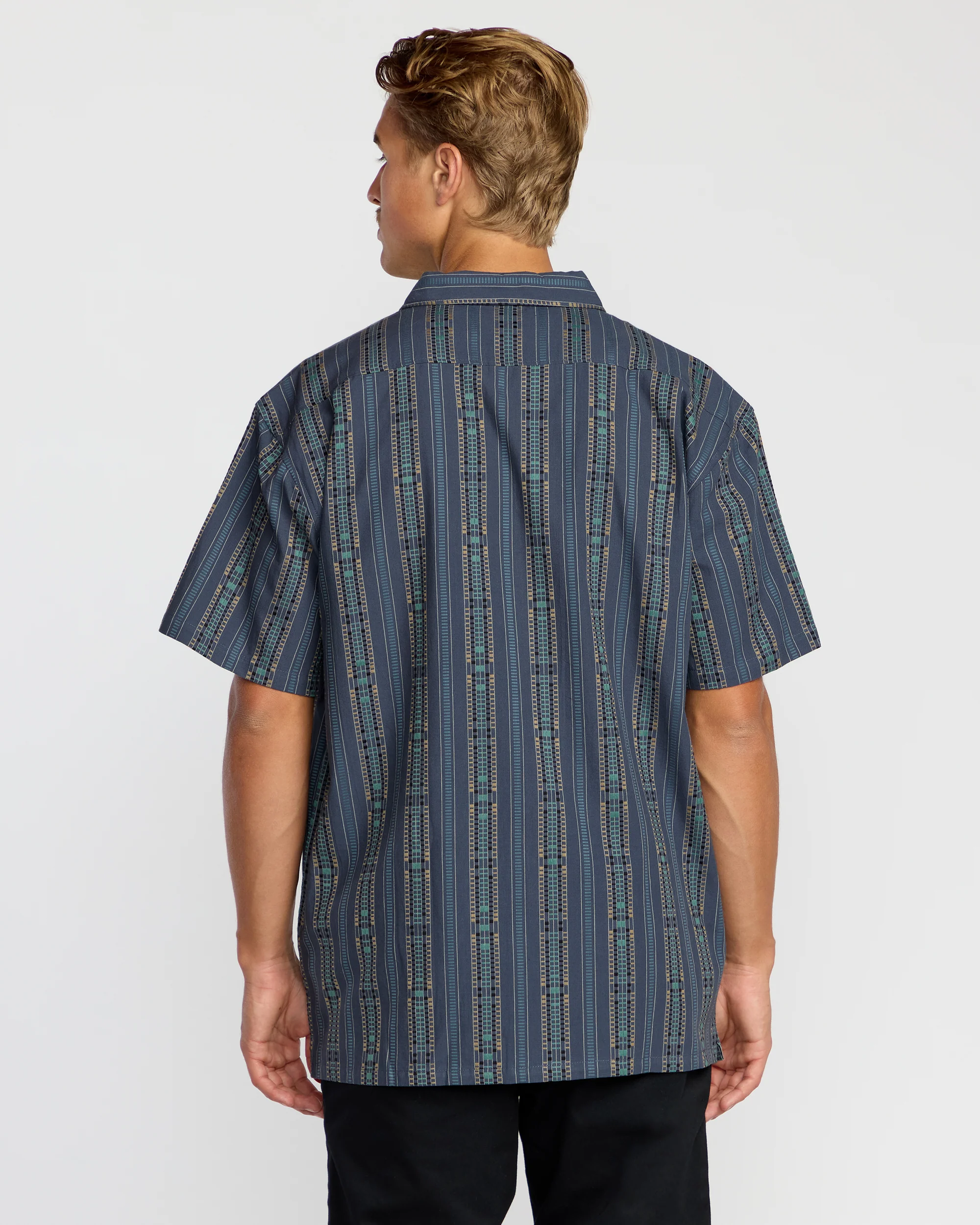 Sundays Jacquard Short Sleeve Shirt - Dark Navy - Image 6