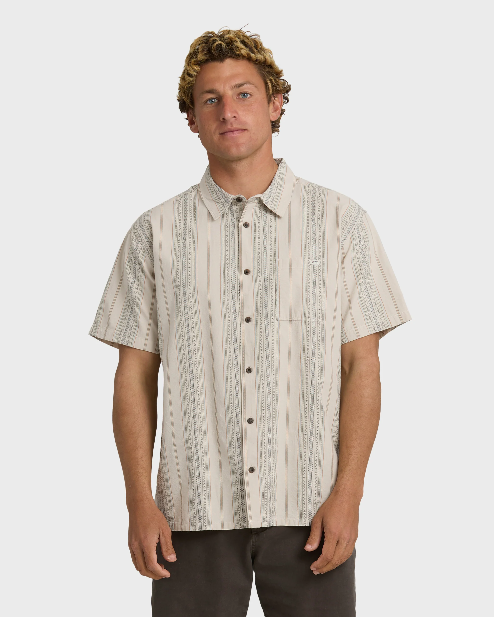 Sundays Jacquard Short Sleeve Shirt - Oatmeal