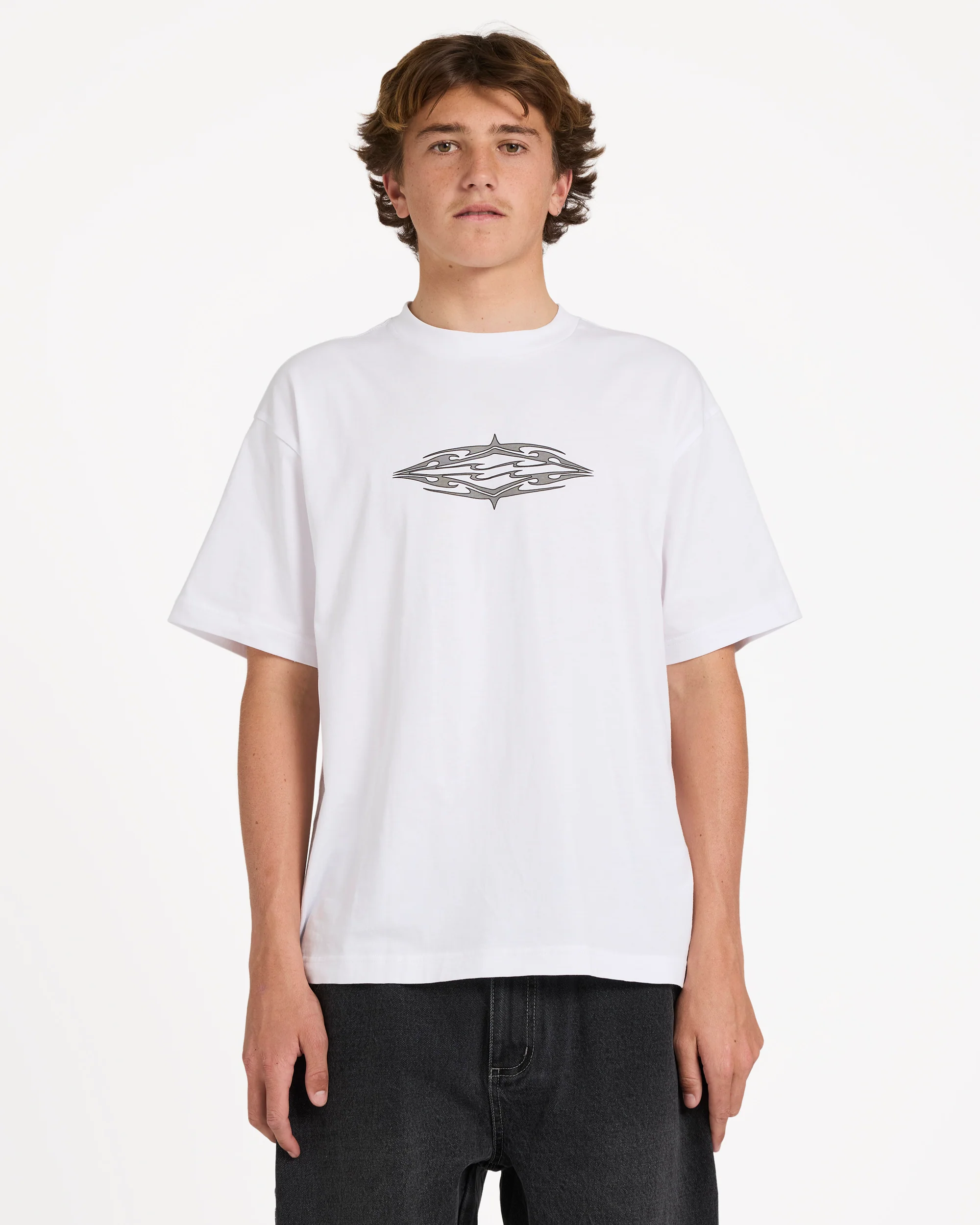 Tribal Diamonds Short Sleeve Knit T-Shirt - White