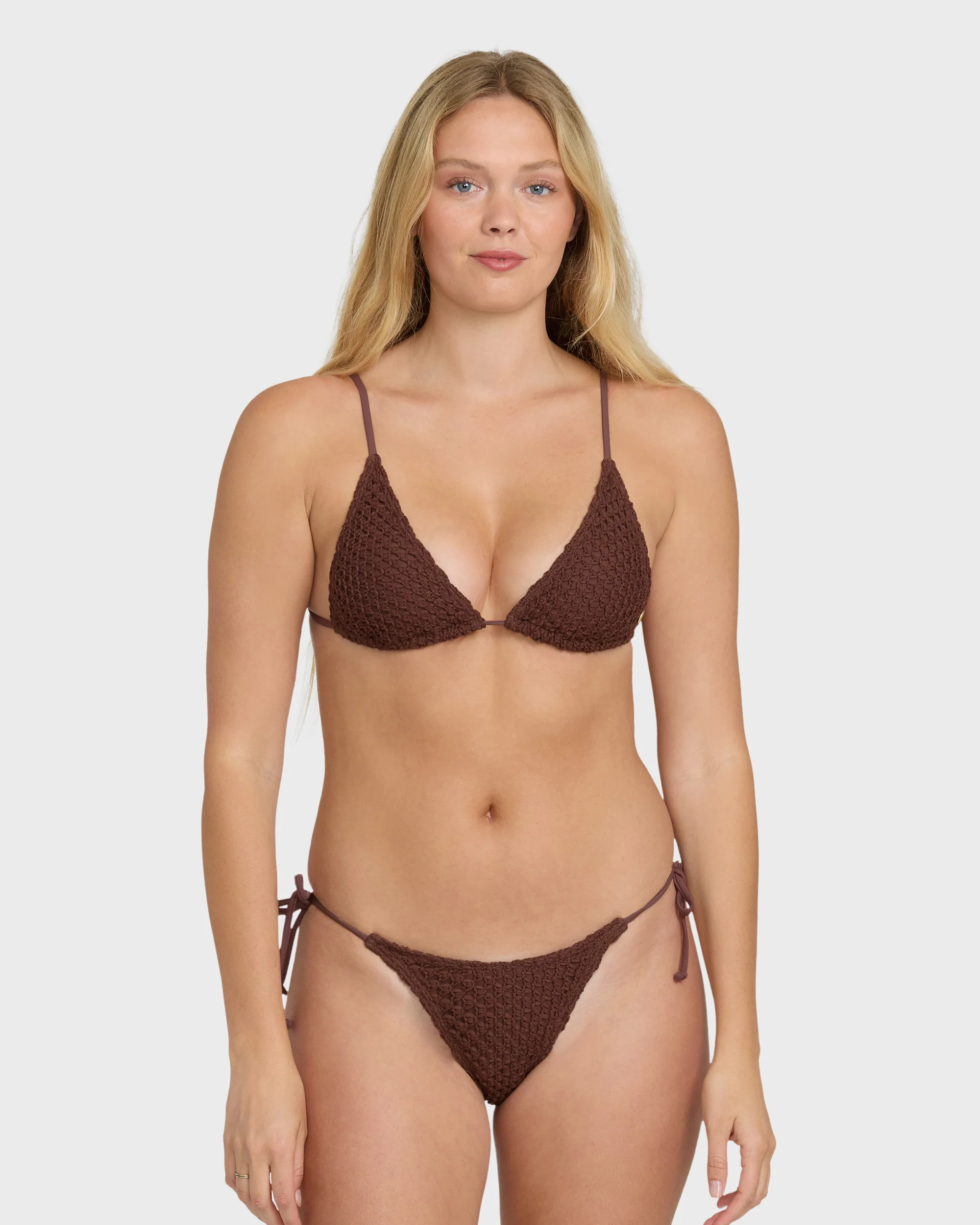 Twisted Tides Slide Tall Triangle Bikini Top - Espresso