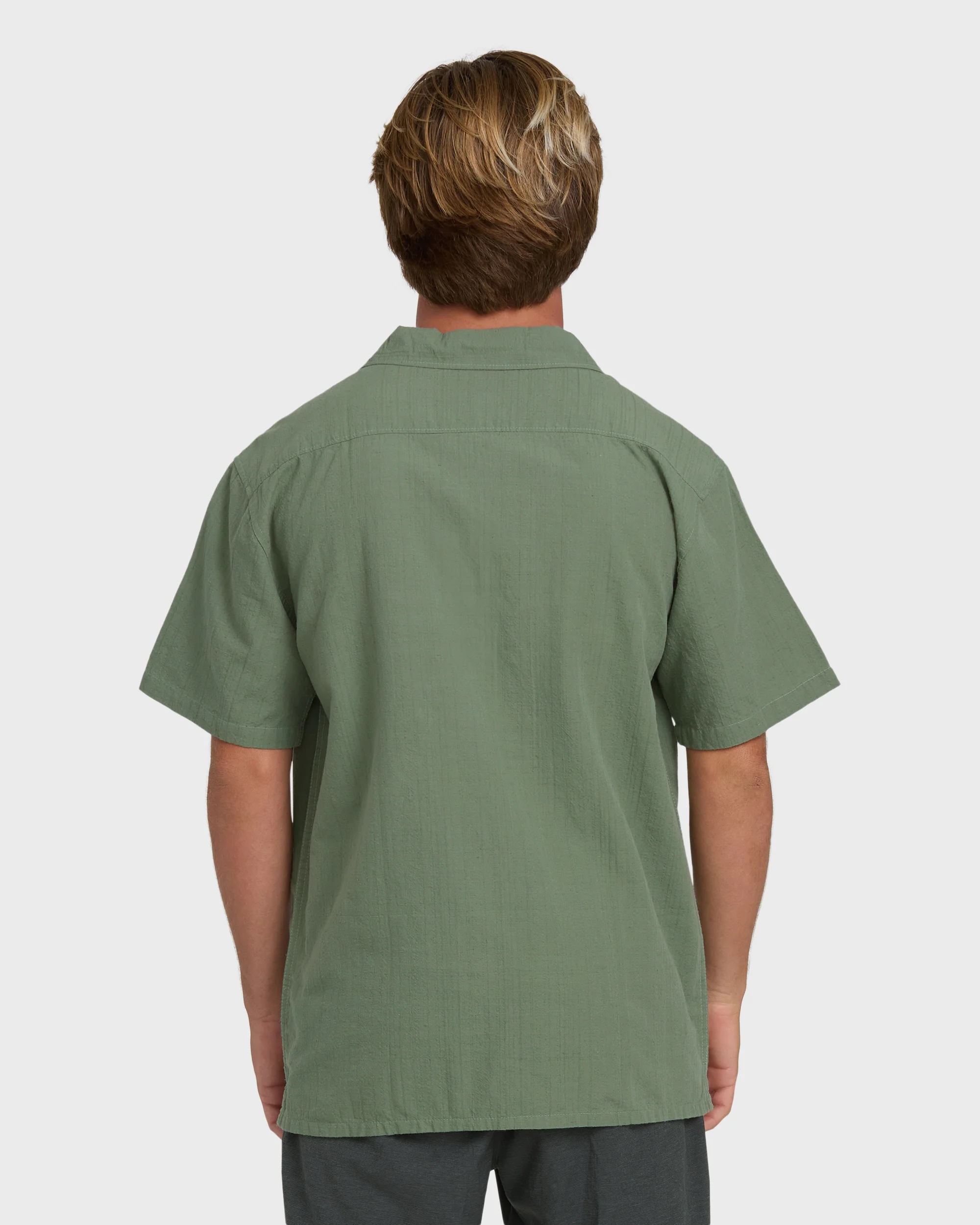 Victoria Vacay Short Sleeve Woven Shirt - Granite Green - Image 2