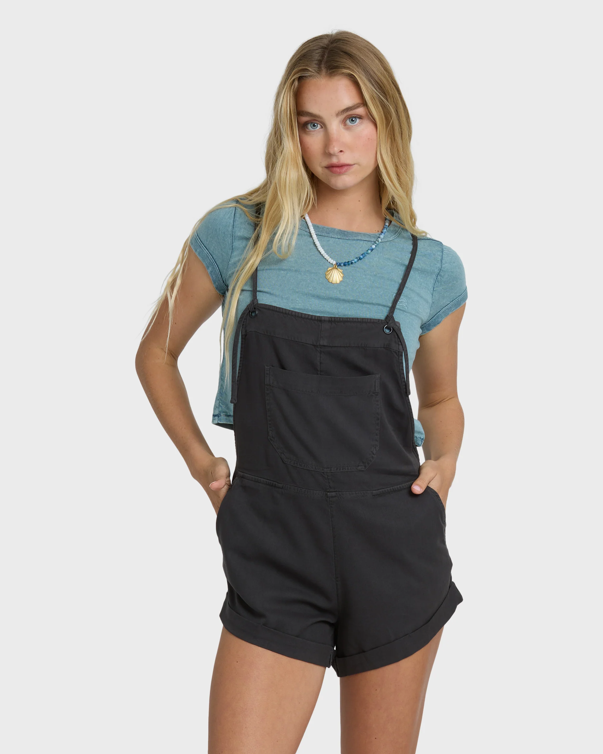 Open Road Yarn-Dyed Overalls - Off Black